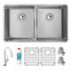 Elkay Crosstown 18 Gauge Stainless Steel 31-1/2" x 18-1/2" x 9", Equal Double Bowl Undermount Sink Kit with Filtered Faucet