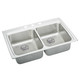 Elkay Lustertone Classic Stainless Steel 33" x 22" x 6-1/2" 3-Hole Equal Double Bowl Drop-in ADA Sink with Perfect Drain and Quick-clip