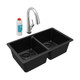 Elkay Quartz Classic 33" x 18-1/2" x 9-1/2" Equal Double Bowl Undermount Sink Kit with Filtered Faucet Black