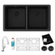 Elkay Quartz Classic 33" x 18-1/2" x 9-1/2" Equal Double Bowl Undermount Sink Kit with Filtered Faucet Black