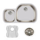 Elkay Lustertone Classic Stainless Steel, 36-1/4" x 21-1/8" x 7-1/2", Offset 40/60 Double Bowl Undermount Sink Kit