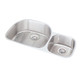 Elkay Lustertone Classic Stainless Steel, 36-1/4" x 21-1/8" x 7-1/2", Offset 60/40 Double Bowl Undermount Sink Kit