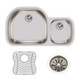 Elkay Lustertone Classic Stainless Steel, 36-1/4" x 21-1/8" x 7-1/2", Offset 60/40 Double Bowl Undermount Sink Kit