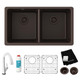 Elkay Quartz Classic 33" x 18-1/2" x 9-1/2", Equal Double Bowl Undermount Sink Kit with Filtered Faucet, Mocha