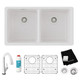 Elkay Quartz Classic 33" x 18-1/2" x 9-1/2", Equal Double Bowl Undermount Sink Kit with Filtered Faucet, White