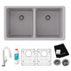 Elkay Quartz Classic 33" x 18-1/2" x 9-1/2", Equal Double Bowl Undermount Sink Kit with Filtered Faucet, Greystone