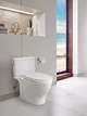 Toto Nexus Two Piece Elongated Auto Flush Washlet+ Ready Universal Height Toilet with CEFIONTECT 1.28 GPF with SS124 SoftClose Seat in Sedona Beige