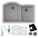 Elkay Quartz Classic 33" x 22" x 10", Offset 60/40 Double Bowl Undermount Sink Kit with Filtered Faucet with Aqua Divide, Greystone