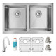 Elkay Crosstown 16 Gauge Stainless Steel, 30-3/4" x 18-1/2" x 10" Equal Double Bowl Undermount Sink Kit with Filtered Faucet