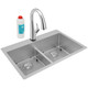 Elkay Crosstown 18 Gauge Stainless Steel 33" x 22" x 9", Equal Double Bowl Dual Mount Sink Kit with Filtered Faucet with Aqua Divide