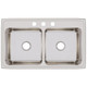 Elkay Lustertone Classic Stainless Steel 37" x 22" x 10-1/8" 3-Hole Equal Double Bowl Drop-in Sink