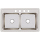 Elkay Lustertone Classic Stainless Steel 37" x 22" x 10-1/8" 4-Hole Equal Double Bowl Drop-in Sink