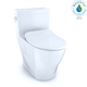 TOTO Legato One-Piece Elongated 1.28 GPF Toilet with CeFiONtect and SoftClose seat, WASHLET+ ready, Cotton White - MS624234CEFG#01