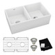 Elkay Fireclay 33" x 19-15/16" x 9" Equal Double Bowl Farmhouse Sink Kit White