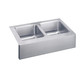 Elkay Lustertone Classic Stainless Steel 33" x 20-1/2" x 10" Equal Double Bowl Farmhouse Sink Kit