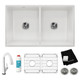 Elkay Fireclay 33" x 19-15/16" x 9", Equal Double Bowl Farmhouse Sink Kit with Filtered Faucet, White