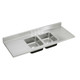 Elkay Lustertone Classic Stainless Steel 66" x 25" x 7-1/2" 4-Hole Equal Double Bowl Sink Top with Drainboard