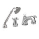 TOTO Vivian Two Cross Handle Deck-Mount Roman Tub Filler Trim with Hand Shower, Polished Chrome - TB220S#CP