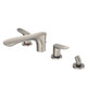 TOTO GO Two-Handle Deck-Mount Roman Tub Filler Trim with Handshower, Brushed Nickel - TBG01202U#BN