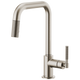 Brizo Litze 63054LF-BLGL Pull-Down Faucet with Square Spout and Industrial Handle Matte Black/Luxe Gold