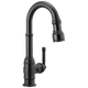 Delta Broderick Single Handle Pull-Down Bar/Prep Faucet in Matte Black Finish - 9990-BL-DST