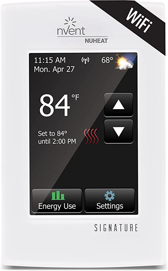 Nuheat AC0055 Signature WiFi-enabled, Touchscreen, Dual-Voltage,  Programmable Floor Heating Thermostat 120V/240V