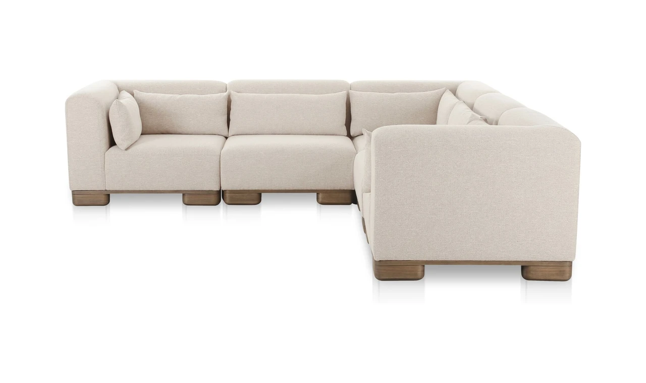 June Classic L-Shaped Modular Sectional Sofa - Oatmeal by Moe's Home Collection
