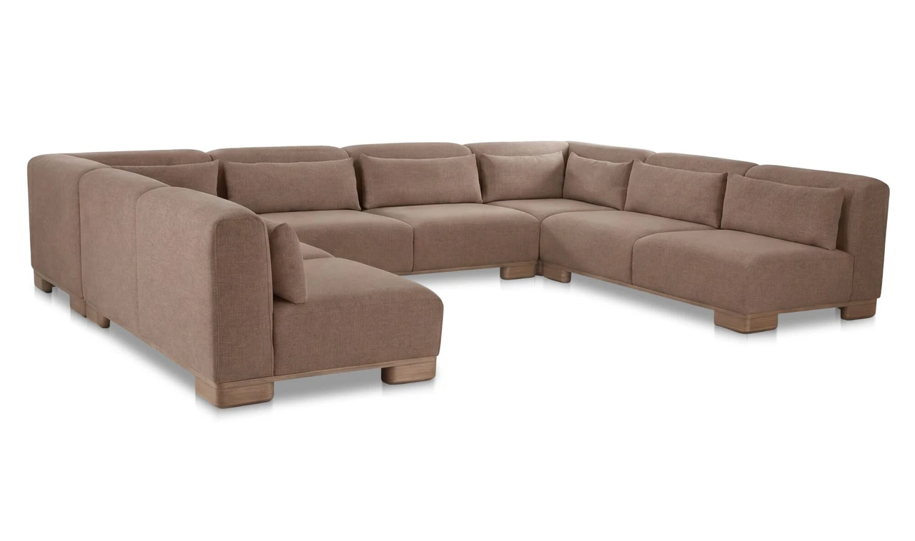 June U Shaped Modular Sectional Sofa - Dark Brown by Moe's Home Collection