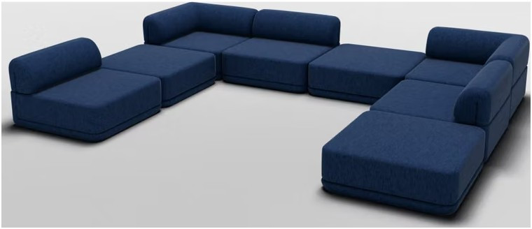 Cube U-Shape Modular Sectional Sofa - Navy Chenille by Bend Goods