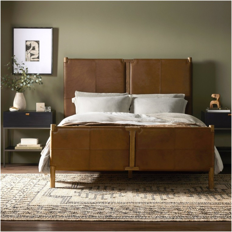 Salado Queen Panel Bed - Heirloom Sienna Leather by Four Hands Lifestyle