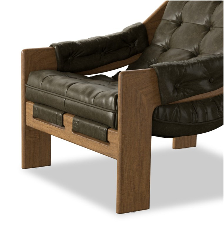 Halston Tufted Sling Chair - Dulane Moss Leather by Four Hands