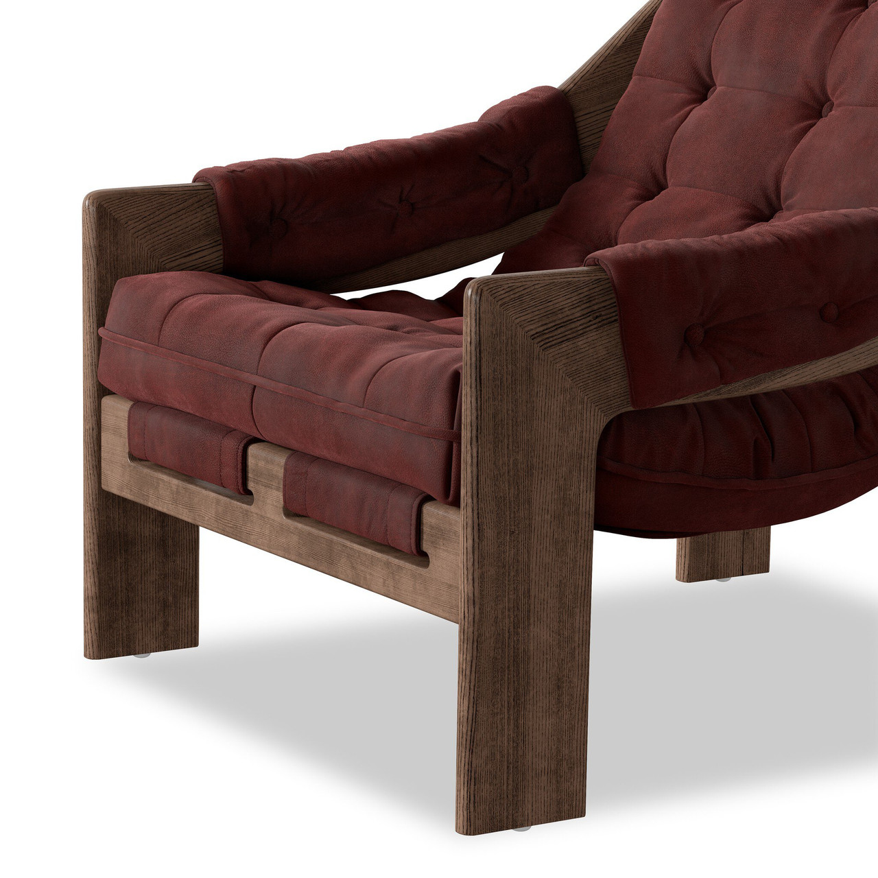 Halston Tufted Sling Chair - Nubuck Burgundy Leather by Four Hands