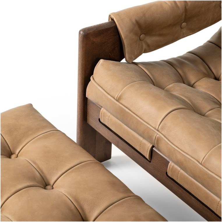 Halston Tufted Sling Chair + Ottoman - Palermo Drift Leather by Four Hands