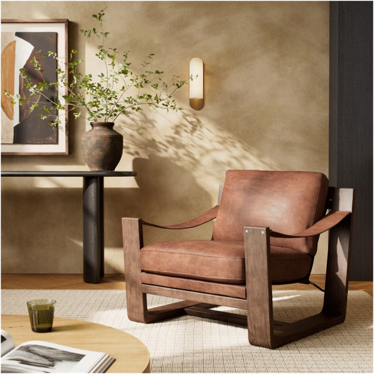 Cesar Accent Chair - Heirloom Sienna Leather by Four Hands Lifestyle