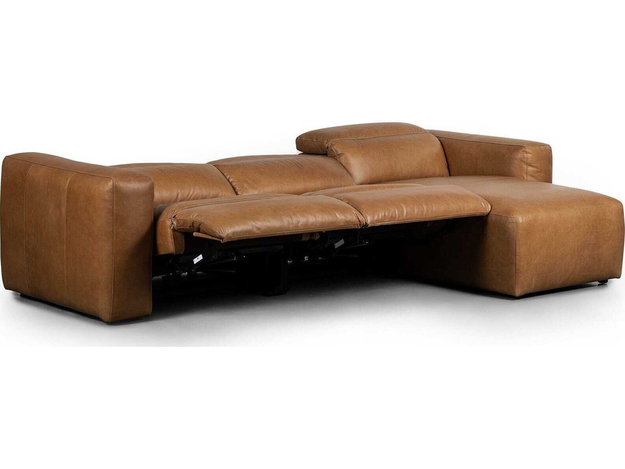 Radley Power Recliner 3 - PC Sectional Sofa w/ RAF Chaise - Sonoma Butterscotch Leather by Four Hands