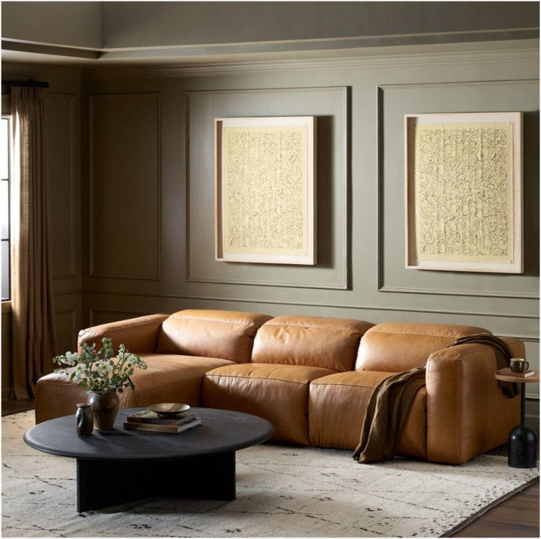 Radley Power Recliner 3 - PC Sectional Sofa w/ LAF Chaise - Sonoma Butterscotch Leather by Four Hands Lifestyle