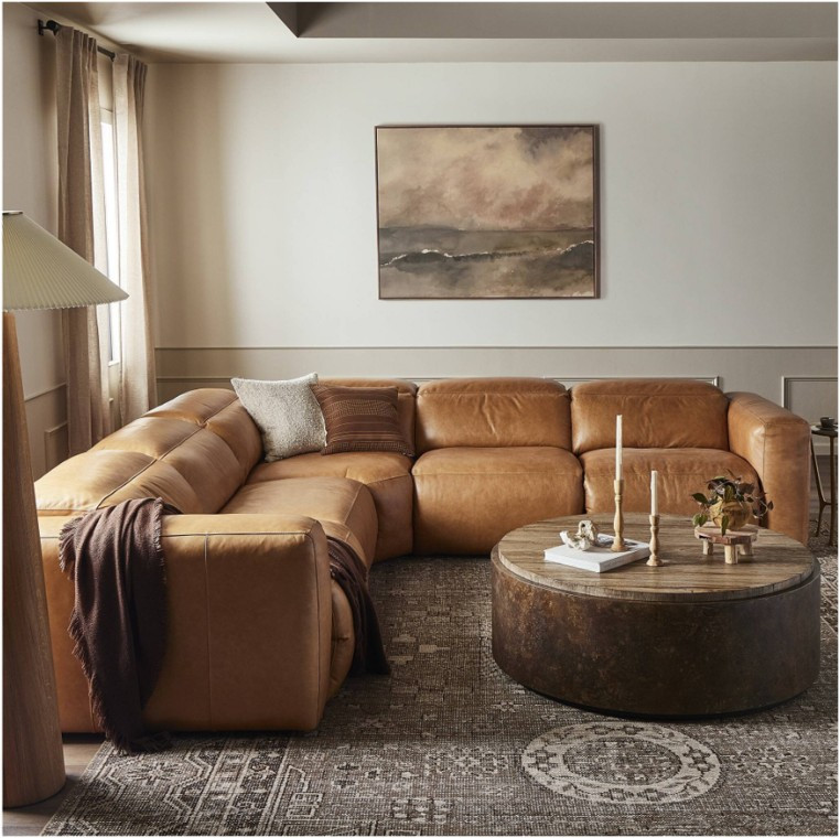 Radley Power Recliner 5-PC Sectional Sofa - Sonoma Butterscotch Leather by Four Hands Lifestyle