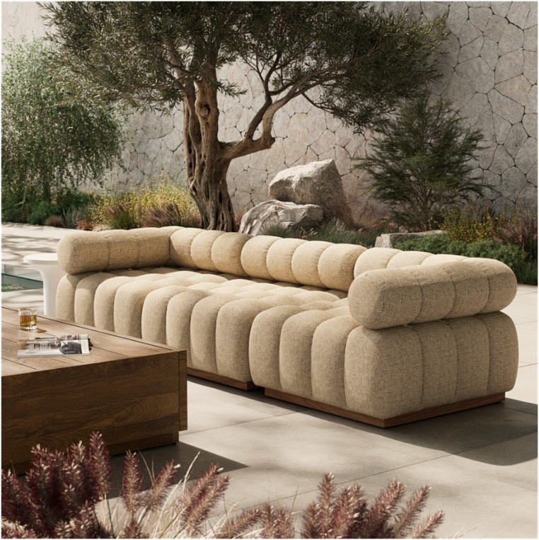 Roma Outdoor 3-PC Sectional Sofa - Hayes Cream by Four Hands Lifestyle