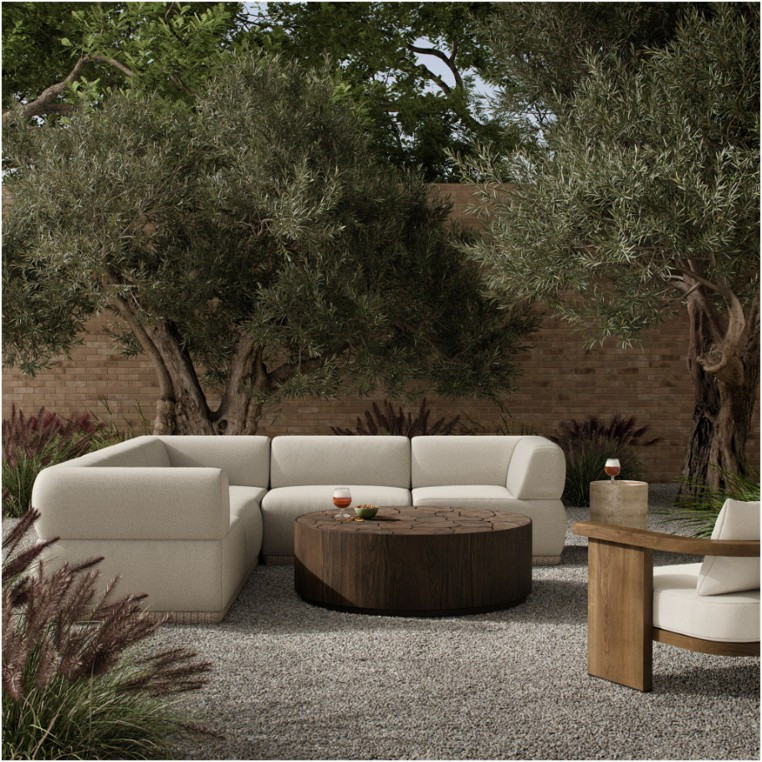 Evander Outdoor 5-PC Sectional Sofa - Ramiro Ecru by Four Hands Lifestyle
