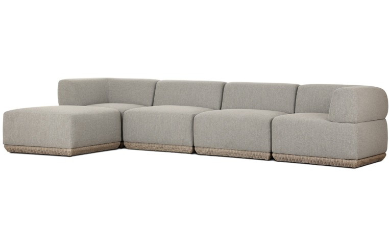 Evander Outdoor 4-PC Sectional Sofa - Ramiro Ecru by Four Hands