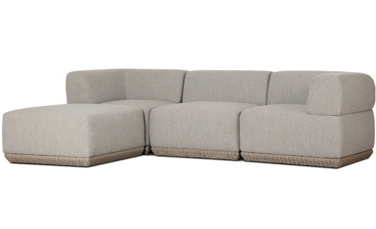 Evander Outdoor 3-PC Sectional Sofa + Ottoman - Ramiro Ecru by Four Hands