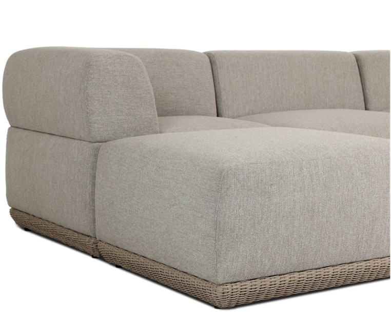 Evander Outdoor 3-PC Sectional Sofa + Ottoman - Ramiro Ecru by Four Hands