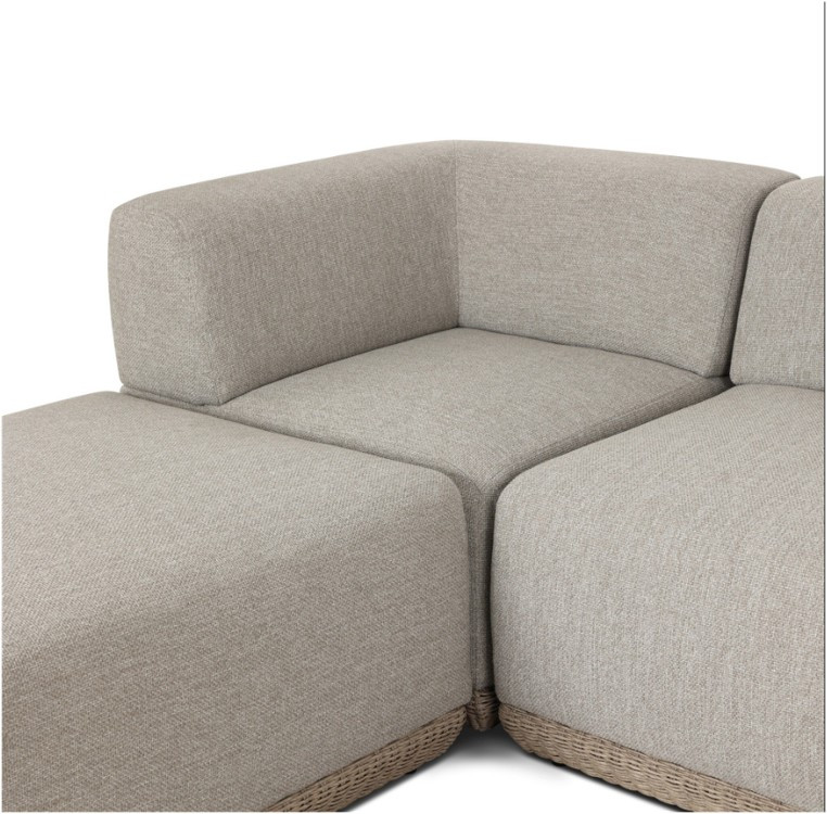 Evander Outdoor 3-PC Sectional Sofa + Ottoman - Ramiro Ecru by Four Hands