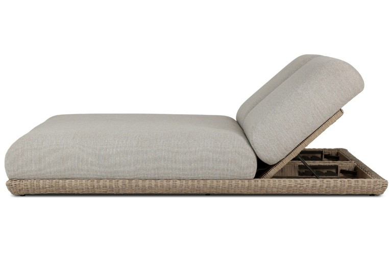 Evander Outdoor Double Chaise Lounge - Ramiro Ecru by Four Hands