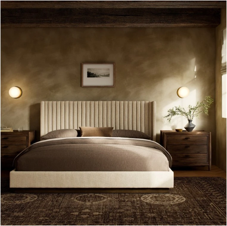 Montgomery Queen Bed - Thames Cream Performance Fabric by Four Hands Lifestyle