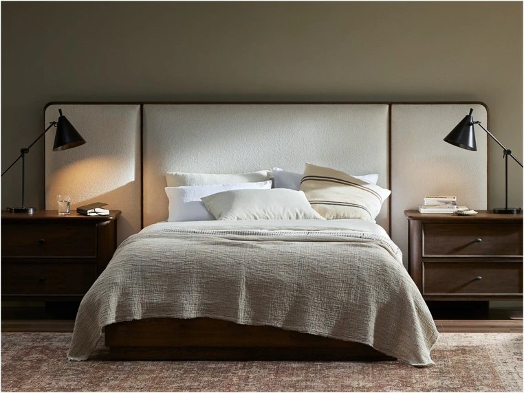 Regan Wingback King Bed - Crete Ivory Upholstery by Four Hands Lifestyle
