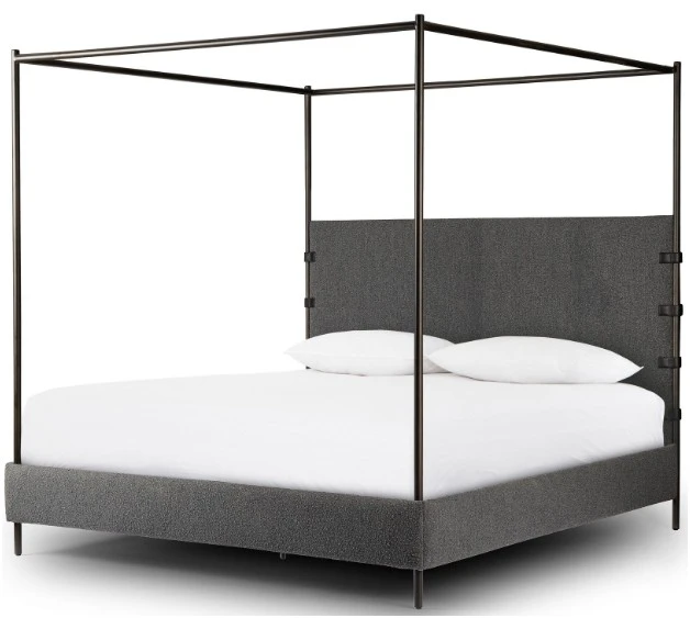 Anderson Canopy King Platform Bed - Knoll Charcoal Performance Fabric by Four Hands