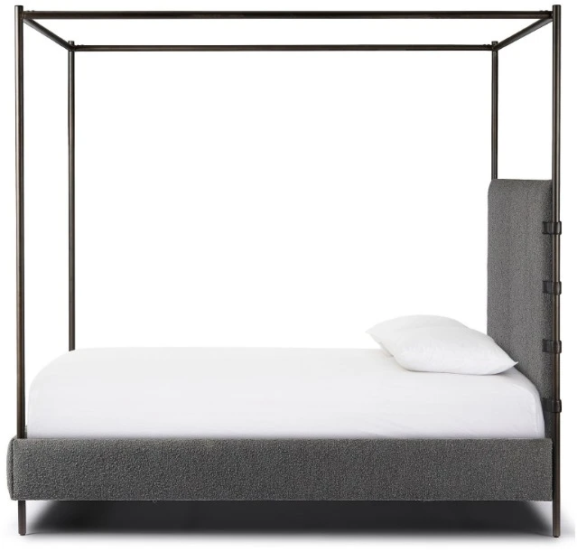 Anderson Canopy King Platform Bed - Knoll Charcoal Performance Fabric by Four Hands