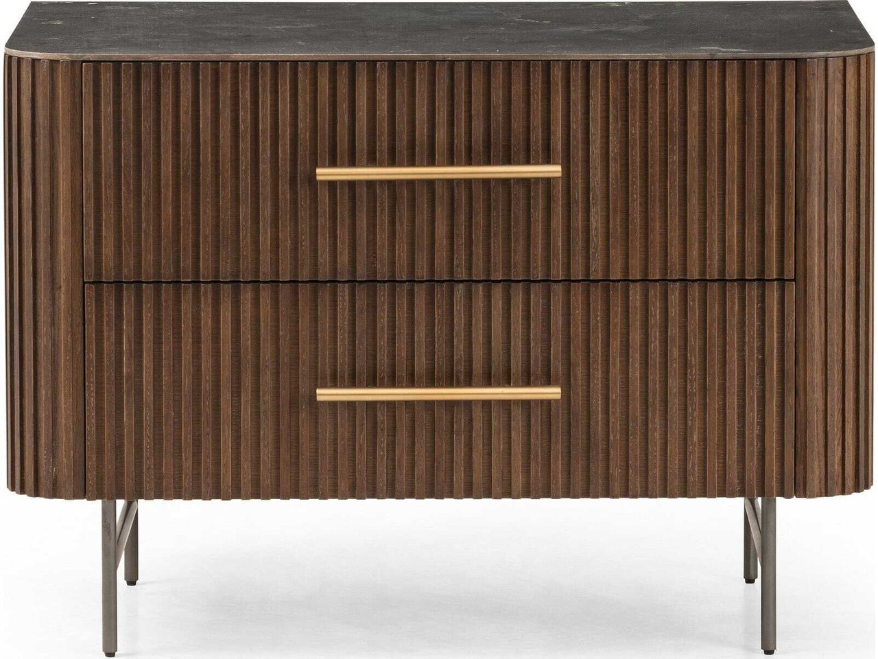 Fletcher Large Nightstand - Terra Brown Oak & Bluestone by Four Hands