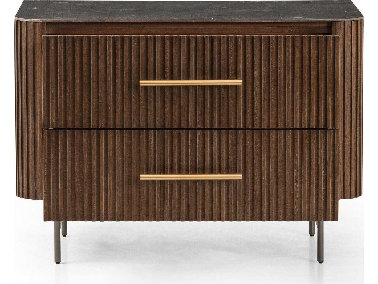 Fletcher Large Nightstand - Terra Brown Oak & Bluestone by Four Hands